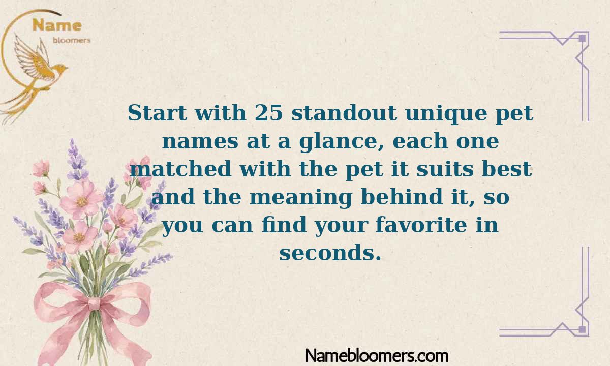 Quick Picks: 25 Most Unique Pet Names at a Glance